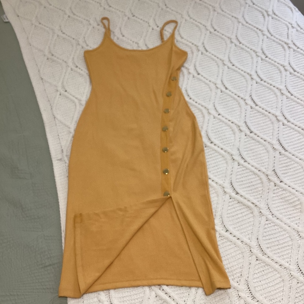Cute Casual Yellow midi dress